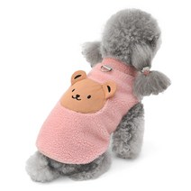 준성 빅 베어 후리스 강아지 옷 수면 조끼 애견 반려견 가을 겨울 아우터 소형견 중형견 의류, 핑크