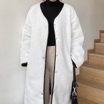 넷투넷코리아 여성 롱 뽀글이 양면 패딩 점퍼 루즈핏 기본 아우터