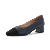 포멜카멜레 천연 양가죽 콤비 네이비 펌프스 4CM FIY1F1SP106N3