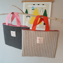 러브콩 밀크티 태블릿 파우치 아이패드 케이스 유아 갤럭시탭 가방 보호용 누빔 배색 자체제작