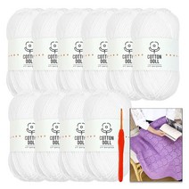 [니뜨] 코튼돌 뜨개실 (50g) x 10볼+ 모사용코바늘 5/0호(3.0mm)+코튼돌 아모르블랭킷도안, 1_화이트