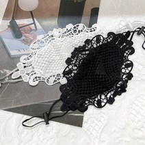 레이스 펀칭 플라워 패션 마스크 빨아쓰는 재사용 마스크 (2color), 블랙