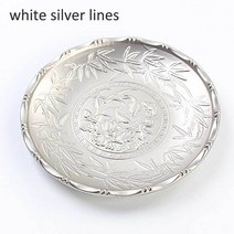 다기 세트 1Pcs 음료 차 코스터 내열성 합금 구리 쟁반 커피 컵 매트 서비스 테이블 Teaware 홀더 장식, 05 white silver lines