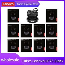 무선인이어 이어폰 블루투스 10pcs lenovo lp75 tws 5.3 무선 스포츠 헤드폰 led 디지털 디스플레이 hifi 스테레오 소음 감소 이어 버드