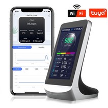 공기질 측정기 이산화탄소 Tuya In 1 WIFI 대기질 감지기 CO2 가스 테스터 포름알데히드 모니터 PM2.5 AQI 적외선 센서 온도, 한개옵션1