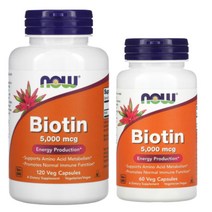 NOW Foods 나우푸드 비오틴 Biotin 베지캡슐 Veg Capsules 5000mcg 60정 120정