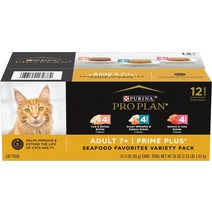 Purina Pro Plan 시니어 성인 7 해산물 즐겨찾기 파테 버라이어티 팩 캣 푸드 통조림 3온스 12캔