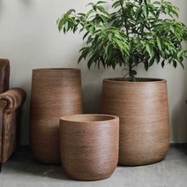 특대형 토분 긴 키큰 화분 도자기 야외 실내 카페, C스타일(트레이포함)