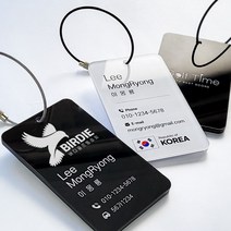 골프네임택 캐디백 캐리어네임택 양면 아크릴 네임텍, 화이트, 1번 타입, 골드