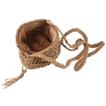 등나무 크로 셰 뜨개질 밀짚 짠 바구니 발리 핸드백 둥근 동그라미 크로스 바디 쇼퍼 비치 토트 백 (밝은 갈색)