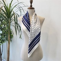 [애슬릿] 배색 사각 도트 패턴 여성 실크 미니 스카프 (8416214)