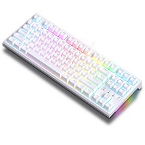 KEYXGSUL R87 RGB 핫스왑 풀윤활 게이밍 기계식 키보드 황축, 은축, 흰색RGB
