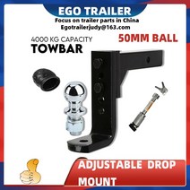 견인 볼 마운트 고무보트 트레일러 장치 장착 조절 가능한 높이 바 히치 인치 토우바 드롭, with 50mm ball lock