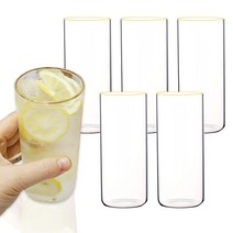 홈카페 Bestra 골드라인 내열유리컵 머그컵, 슬림 430ml×6개