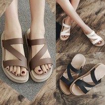 여름 여자 명품 스타일 크로스 스트랩 샌들 슬리퍼