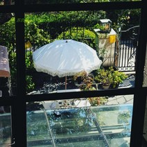 감성 파라솔 카페 해변 레저 선 스크린 파티오 우산, 2 베이지색(얇은) 가는 술 + 철제 타인