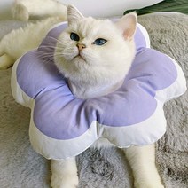 고양이 수술 후 방수 쿠션 꽃모양 넥카라 푸들 애견, 노랑(L)
