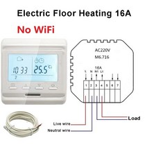 열난방 전기 온도 조절기 프로그래밍 가능한 디지털 컨트롤러, 16A White no wifi, CHINA