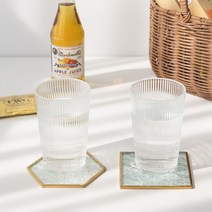 할메이드 유리 티코스터 컵받침대 컵코스터 2P, 컵받침 사각형 2P
