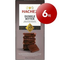 Hachez 하세스 독일 직배송 다크 비터 77% 카카오 초콜릿 바 90g Tafel Dunkle Bitter schokolade, 6팩