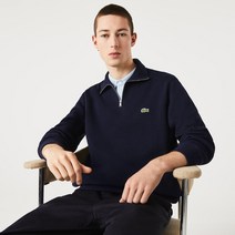 라코스테 지퍼가 달린 스탠드업 칼라 네이비 코튼 스웨트셔츠 집업 맨투맨 재킷 Zippered Stand-Up Collar Cotton Sweatshirt