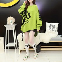 레이디매직(lady magic) 여성용 라운드넥 박시 언발 니트