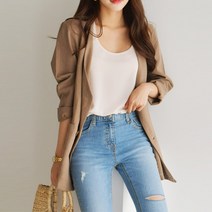 빈티지 노칼라 여자린넨자켓 봄 여름 간절기 가을자켓 빅사이즈