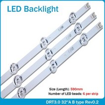[해외] 590MM LED 백라이트 6 램프 LG INNOTEK DRT 3.0 32 "_ AB 6916L1974A 1975A 32MB25VQ LV320DUE 32LF58, 상세내용표시