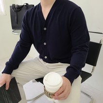 남자 맨살 부드러운 니트 브이넥 가디건 7Color