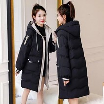 롱패딩 롱패딩브랜드 특대 4xl 느슨한 후드 두꺼운 재킷 우아한 따뜻한 면 패딩 파카