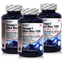 캐나다 오메가3 울트라맥스 1200 비타민D 1 301mg혈행개선 엔쵸비 EPA DHA 골다공증, 3개 18개월분, 180캡슐