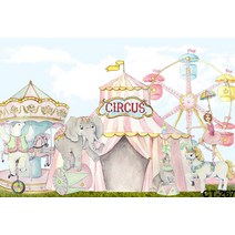 루프 탑 텐트 차량 용 어닝 하드 핑크 서커스 사진 배경 배경 카니발 회전 목마 큰 베이비 샤워 소녀 소년 첫 번째 생일 파티 패브릭 천, Silkwarpoy-220x150cm_하늘색