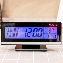 블루 블랙 라이트 알람 시계 12/24 시간 음성 제어 큰 숫자 온도 습도 테이블 블랙/화이트 데스크탑, 01 Black