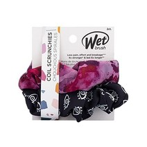 여성용 및 여아용 습식 브러시 코일 헤어 크런치 - 2개 청록색 및 검정색 - 모든 모발 유형에 적합 - 오래 지속되는 브레이드 포니테일 등에 완벽한 통증 없는 헤어 액세서리, 퍼플 멀티