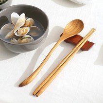 Teak 우드 수저세트 나무 숟가락 젓가락 원목식기, teak우드수저세트