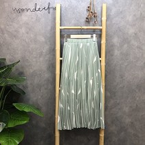 라임브릿지 꽃잎 하늘하늘 플리츠 밴딩 롱 스커트