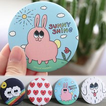 모두숍W4E3CBD 직장인 가벼운 휴대용 미니 원형 손거울 핸드 미러 거울 화장거울 예쁜거울 캐릭터 거울디자, SUNNY