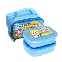 홈앤키즈 뽀로로 이중락 스텐 가방 도시락 2단(블루) 소풍, 뽀로로 이중락 스텐 가방 도시락_블루, 1개