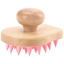 두피관리용 머리마사지기 두피 마사지기 샴푸 브러시 목재 습식 및 건식 모발 관리 비듬 제거용 실리콘 강모가 있는 샤워 스크러버 각질 제거제 성장흰색, [03] 로즈 핑크