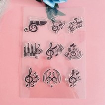 음악 노트 클리어 스탬프 투명 실리콘 스탬프 인감 시트 스크랩북 사진 앨범 장식
