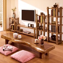 [마루엔개비]자연 통원목 좌식테이블 수납선반 좌탁, 03 자연림 긴 테이블 150