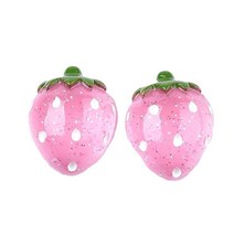 Arricraft 글리터 파우더가 있는 레진 딸기 카보숑 20개 DIY 공예 스크랩북 장식 주얼리 제작용 플랫 백 슬라임 참 펄핑크 미국직송 341376, PearlPink×20