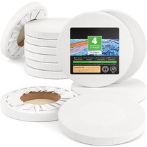 캔버스 늘어난 둥근 빈 4 개 팩 면 100% 8 oz 게소 프라이밍 6x6 인치/15x15cm 페인팅용 미술 용품, [01] 6 inch-15cm (4 pack