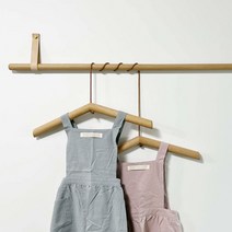 가죽고리 원목 가로형 벽행거 옷걸이, 블랙 150_800mm, 옵션선택