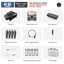 드론 고급드론 브랜드드론 직업 K6 미니 무인 4K 듀얼 Wifi FPV 360 학위 적외선 장애물 회피 Rc 접이식 Qu, 05 4K Single BK 1B Bag