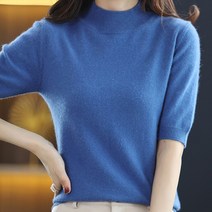 조이스샵/ 미오23 반팔 반팔목티 여성 봄 여름 여름티 모크넥 니트티 반팔티 반팔티셔츠 터틀넥 니트티셔츠 티셔츠 가을 여자 목 봄티 봄티셔츠 기본티 반폴라 라운드티