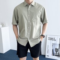 데일트 남자 여름 오버핏 반팔 셔츠 남방
