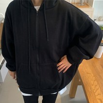애플망고샵 기모 남녀공용 겨울 무지후드집업 오버핏겉옷