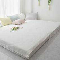 7미리 줄누비 순면 워싱 피그먼트 킹사이즈 이불겸패드 라지킹 이스턴킹 패밀리패드, 화이트(백아이보리)