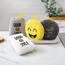 구디푸디 스마일 아크릴 스펀지 수세미 4P SET, 스펀지 4종, 4개, 4개